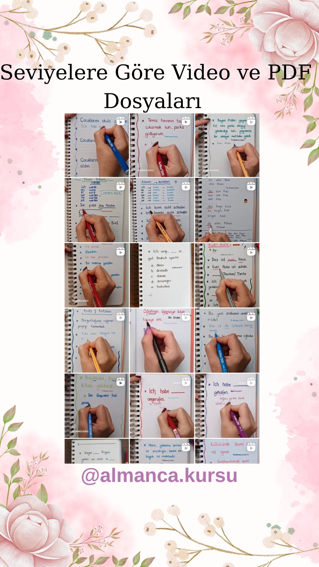 Almanca Video Eğitim (@almanca.kursu) – A1, A2, B1, B2 Almanca e-kitap